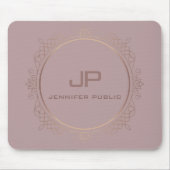 Roos Gold Monogram Sjabloon Elegant Modern Muismat (Voorkant)