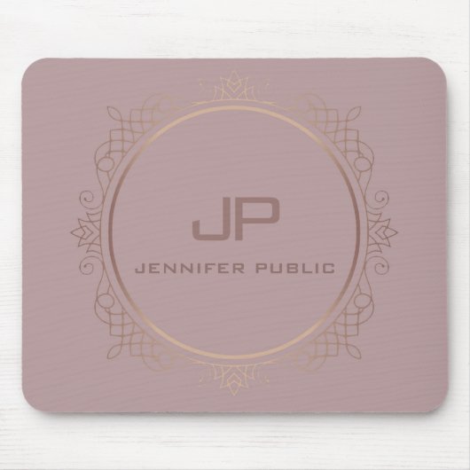 Roos Gold Monogram Sjabloon Elegant Modern Muismat (Voorkant)