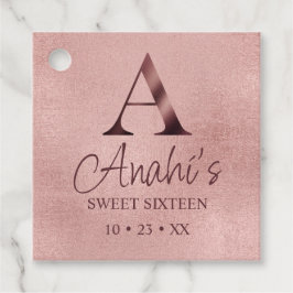 Roos Gold Monogram Sweet Sixteen Bedankjes Labels