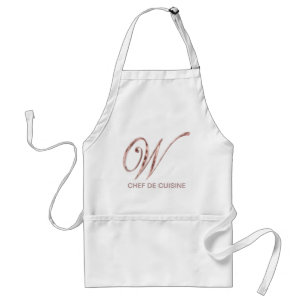 Roos Gold Monogram W Chef de Cuisine of Jouw tekst Standaard Schort