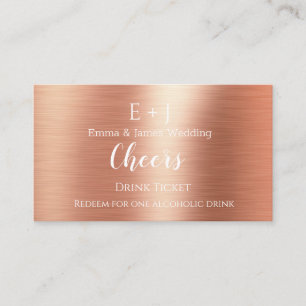 Roos Gold Monogram Wedding Reception Drink Ticket