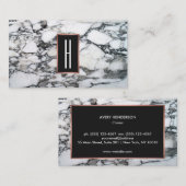 Roos Gold Monogram zwarte marmer Visitekaartje (Voorkant / Achterkant)