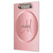 Roos Gold Monogrammed Moderne Elegant Sjabloon Klembord (Links)