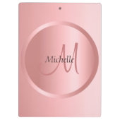 Roos Gold Monogrammed Moderne Elegant Sjabloon Klembord (Achterkant)