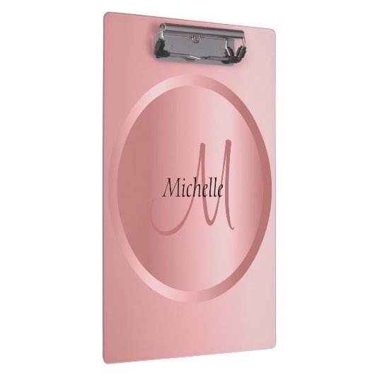 Roos Gold Monogrammed Moderne Elegant Sjabloon Klembord (Rechts)