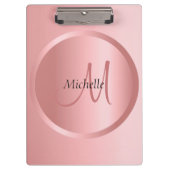 Roos Gold Monogrammed Moderne Elegant Sjabloon Klembord (Voorkant)