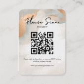 Roos Gold Moody Waterverf Abstracte QR-code RSVP Plaatskaartje (Voorkant)