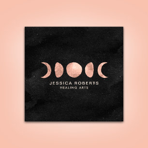 Roos Gold Moon Phases Spiritueel Zen Vierkante Visitekaartje