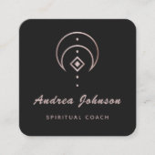 Roos Gold Moon Spiritueel Coach Healer Celestial Vierkante Visitekaartje (Voorkant)