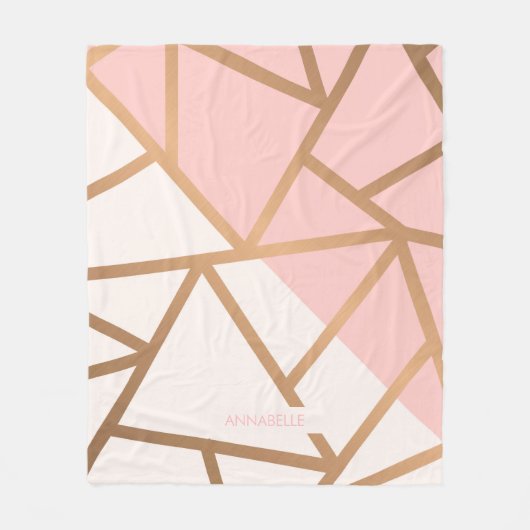 Roos Gold Mosaic Fleece Deken (Voorkant)