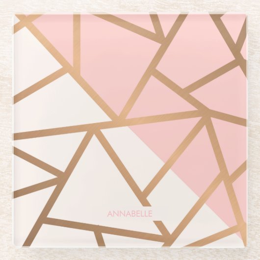 Roos Gold Mosaic Glazen Onderzetter (Voorkant)