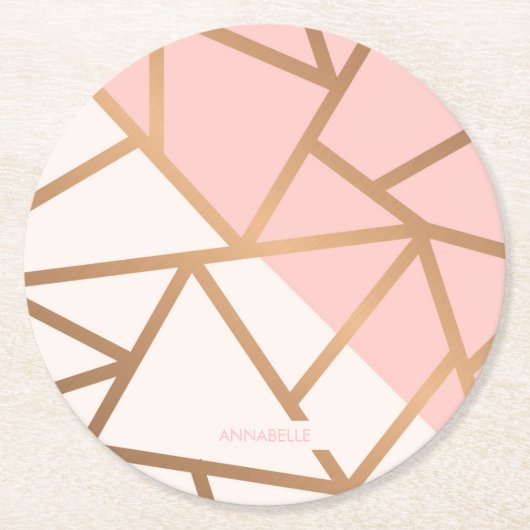 Roos Gold Mosaic Ronde Kartonnen Onderzetter (Voorkant)