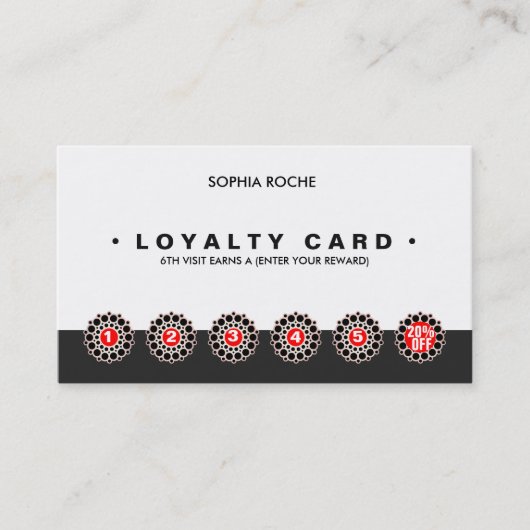 Roos Gold Motif 6 Punch Customer Loyalty Card (Voorkant)