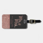 Roos Gold Mr. en Mrs. Glitter Monogram Huwelijk Bagagelabel (Voorkant horizontaal)