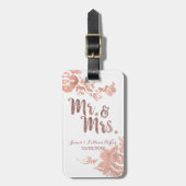 Roos Gold Mr en Mrs Simple Floral Wedding Bagagelabel (Voorkant verticaal)