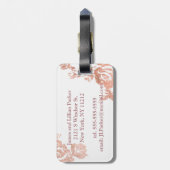 Roos Gold Mr en Mrs Simple Floral Wedding Bagagelabel (Achterkant verticaal)