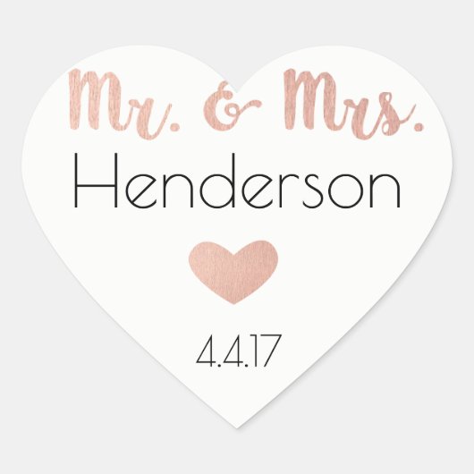 Roos Gold, Mr & Mrs Stickers- Trouwgunsten Hart Sticker (Voorkant)