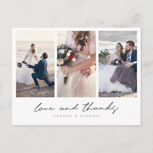 Roos Gold Multi Photo Collage Wedding Dank u Briefkaart (Voorkant)