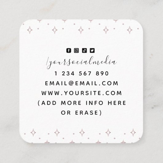 Roos Gold Mystic Moon Star Sparkles Modern Witch Vierkante Visitekaartje (Achterkant)