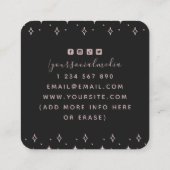 Roos Gold Mystic Moon & Star Sparkles Modern Witch Vierkante Visitekaartje (Achterkant)