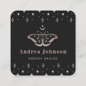 Roos Gold Mystic Moth Butterfly Celestial Moon Vierkante Visitekaartje (Voorkant)