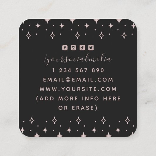 Roos Gold Mystic Moth Butterfly Celestial Moon Vierkante Visitekaartje (Achterkant)