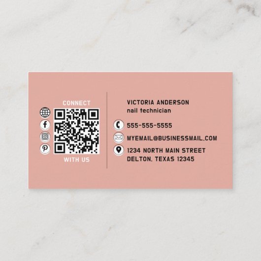 Roos Gold nagels Glitter Drift Typografie Nail Tec Visitekaartje (Achterkant)