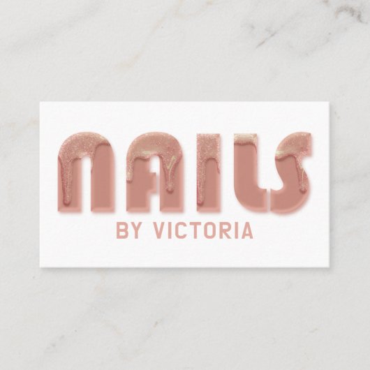 Roos Gold nagels Glitter Drift Typografie Nail Tec Visitekaartje (Voorkant)