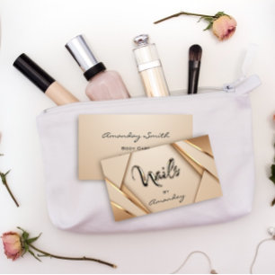 Roos Gold Nail Artist Script Geometric Logo Modern Visitekaartje