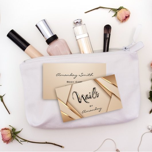 Roos Gold Nail Artist Script Geometric Logo Modern Visitekaartje