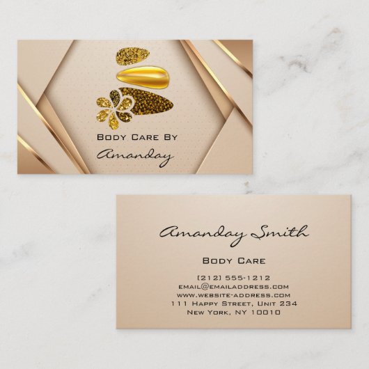 Roos Gold Nail Artist SPA Logo Wellness Body Care Visitekaartje (Voorkant / Achterkant)