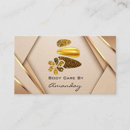 Roos Gold Nail Artist SPA Logo Wellness Body Care Visitekaartje (Voorkant)