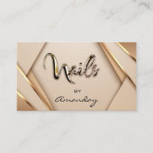 Roos Gold Nail kunstenaar Script Geometric Logo Visitekaartje (Voorkant)