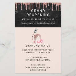 Roos Gold Nail Salon Grand Reopening Covid Safety Flyer
