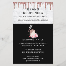 Roos Gold Nail Salon Grand Reopening Covid Safety Flyer