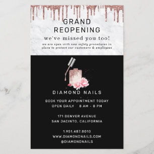 Roos Gold Nail Salon Grand Reopening Covid Safety Flyer
