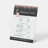 Roos Gold Nail Salon | Prijslijst menu Reclamebord Met Voetstuk (Voorkant)