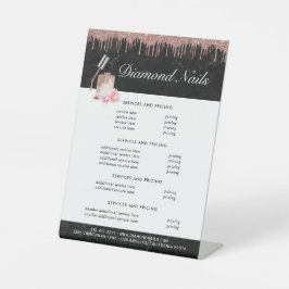 Roos Gold Nail Salon | Prijslijst menu Reclamebord Met Voetstuk