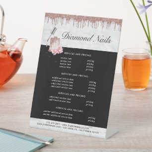 Roos Gold Nail Salon Prijslijst menu Reclamebord Met Voetstuk