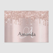 Roos Gold Name Monogram Spark Glitter Tissuepapier (Voorkant)