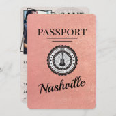 Roos Gold Nashville Passport Bewaar de datum Save The Date (Voorkant / Achterkant)