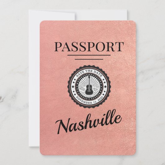 Roos Gold Nashville Passport Bewaar de datum Save The Date (Voorkant)