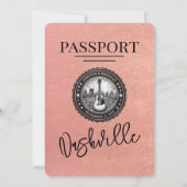 Roos Gold Nashville Passport Wedding Kaart (Achterkant)