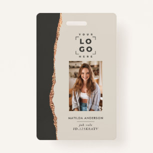 Roos Gold Natural Black Modern Girly Elegant Badge