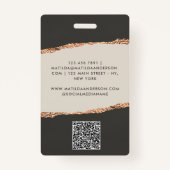 Roos Gold Natural Black Modern Girly Elegant Badge (Achterkant)