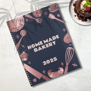 Roos Gold & Navy Baking Utensils Bakery Business Planner