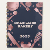 Roos Gold & Navy Baking Utensils Bakery Business Planner (Voorkant)