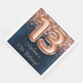 Roos Gold Navy Blue 13e verjaardagsfeestje Servet (Hoek)