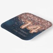 Roos Gold Navy Blue 14e verjaardagsfeestje Papieren Bordje (Gebogen)