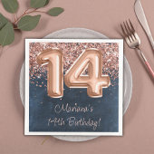 Roos Gold Navy Blue 14e verjaardagsfeestje Servet